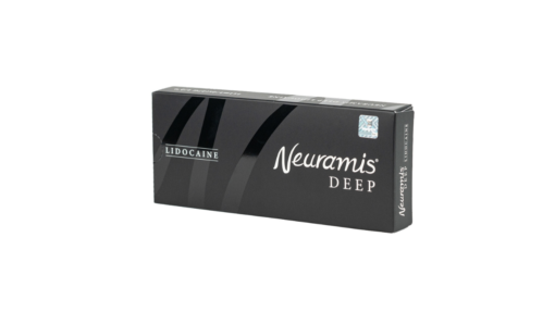 NEURAMIS DEEP LIDO packaging featuring premium syringes for contouring and wrinkle correction.