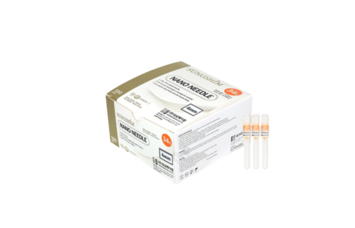 Sungshim Nano Needles 34G-6mm in sterile packaging, designed for shallow, precise injections.