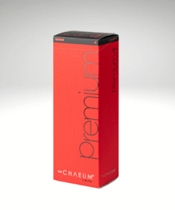 Chaeum Premium dermal filler in a 1.1ml syringe, ideal for facial rejuvenation and contouring with natural, long-lasting results.